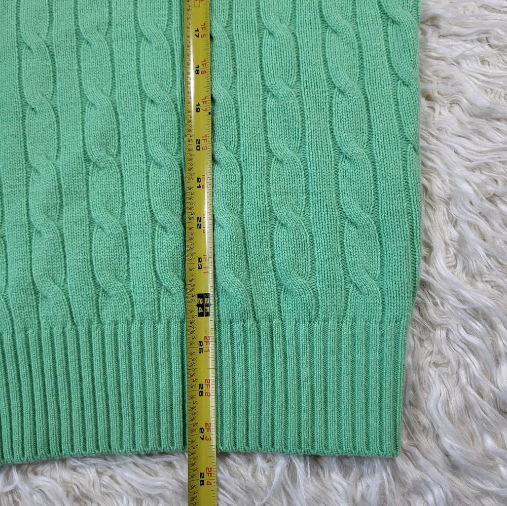 Peter Millar 100% Cashmere Green Cable Knit Sweater Size Large - Picture 8 of 14
